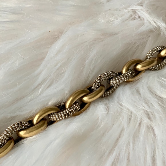 🍀2/$25 J.Crew Gold and pave link bracelet - Picture 3 of 7